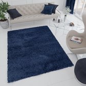 Tapiso Essence Vloerkleed Blauw Hoogpolig Shaggy Tapijt Maat- 120x170