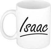 Isaac naam cadeau mok / beker met sierlijke letters - Cadeau collega/ vaderdag/ verjaardag of persoonlijke voornaam mok werknemers