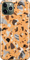 iPhone 11 Pro Hoesje - Premium Hard Hoesje - Back Cover - Met Marmerprint - Terrazzo - Oranje