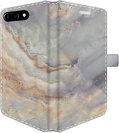 Apple iPhone 8 Plus Telefoonhoesje - Portemonneehoesje  - Met pasjeshouder - Met Marmerprint - Marmer - Goud