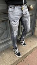 Heren jeans grijs met scheuren - skinny fit & stretch - 500 - maat 33 - Black Friday - kerst - kerstmis
