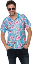 Hawa√Ø-shirt Deluxe heren polyester blauw maat M