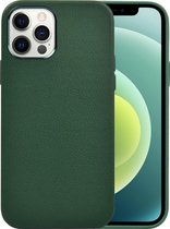 Hoesje geschikt voor iPhone 12 Pro Max - Schokbestendige Back Cover - Leren Back Cover - Groen