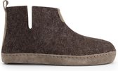 Travelin' Stay-Home Dames hoge sloffen - Wollen pantoffels - Suede zool - Bruin - Maat 39