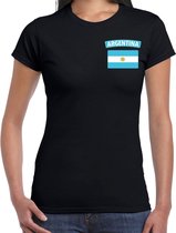 Argentina t-shirt met vlag zwart op borst voor dames - Argentinie landen shirt - supporter kleding L