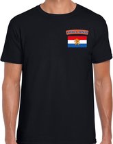 Holland t-shirt met vlag zwart op borst voor heren - Holland landen shirt - supporter kleding L