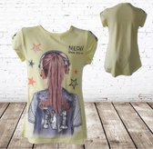 T-shirt Girl geel -s&C-122/128-t-shirts meisjes