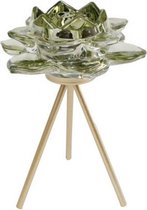 theelichthouder Amy 18 x 12 cm glas groen/goud