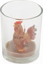 kaarsfiguur in glas kip bruin 6,5 cm