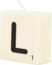 kaars Scrabble letter L wax 2 x 4 cm zwart/wit