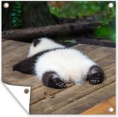 Tuinposters Panda - Hout - Dieren - 50x50 cm - Tuindoek - Buitenposter