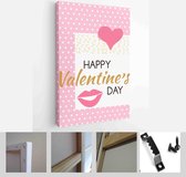 Happy Valentine's Day set cards. Handdrawn romantic lettering - Modern Art Canvas - Vertical - 1626998131 - 115*75 Vertical