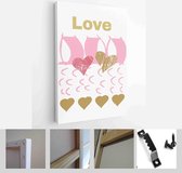 Happy Valentine's Day set cards. Handdrawn romantic lettering - Modern Art Canvas - Vertical - 1627077010 - 115*75 Vertical