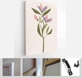 Collection of contemporary art posters in pastel colors. Abstract elements, leaves and flowers, peonies, branches - Modern Art Canvas - Vertical - 1853040850 - 40-30 Vertical