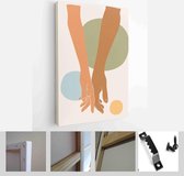 Abstract posters with hands on abstract background. Man holding woman's hand in pastel colors. Collection of contemporary art posters - Modern Art Canvas - Vertical - 1825249400 -