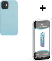 ShieldCase Pantone siliconen hoesje geschikt voor Apple iPhone 12 / 12 Pro - blauw + glazen Screen Protector