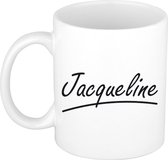Jacqueline naam cadeau mok / beker sierlijke letters - Cadeau collega/ moederdag/ verjaardag of persoonlijke voornaam mok werknemers