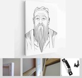 Confucius (551-479) portrait in line art illustration. He was Chinese philosopher, scholar - Modern Art Canvas - Vertical - 1306201555 - 80*60 Vertical