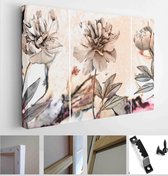 Interior decoration. Modern abstract art on canvas. Set of pictures with different textures and colors. Pink peony - Modern Art Canvas - Horizontal - 1142764514 - 115*75 Horizontal