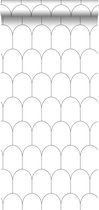 ESTAhome behangpapier art deco motief wit en zwart - 139140 - 0,53 x 10,05 m