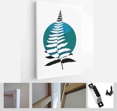 Minimalistic Watercolor Painting Artwork. Earth Tone Boho Foliage Line Art Drawing with Abstract Shape - Modern Art Canvas - Vertical - 1937929693 - 80*60 Vertical