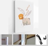 Painting Wall Pictures Home Room Decor. Modern Abstract Art Botanical Wall Art. Boho. Minimal Art Flower on Geometric Shapes Background - Modern Art Canvas - Vertical - 1955005198