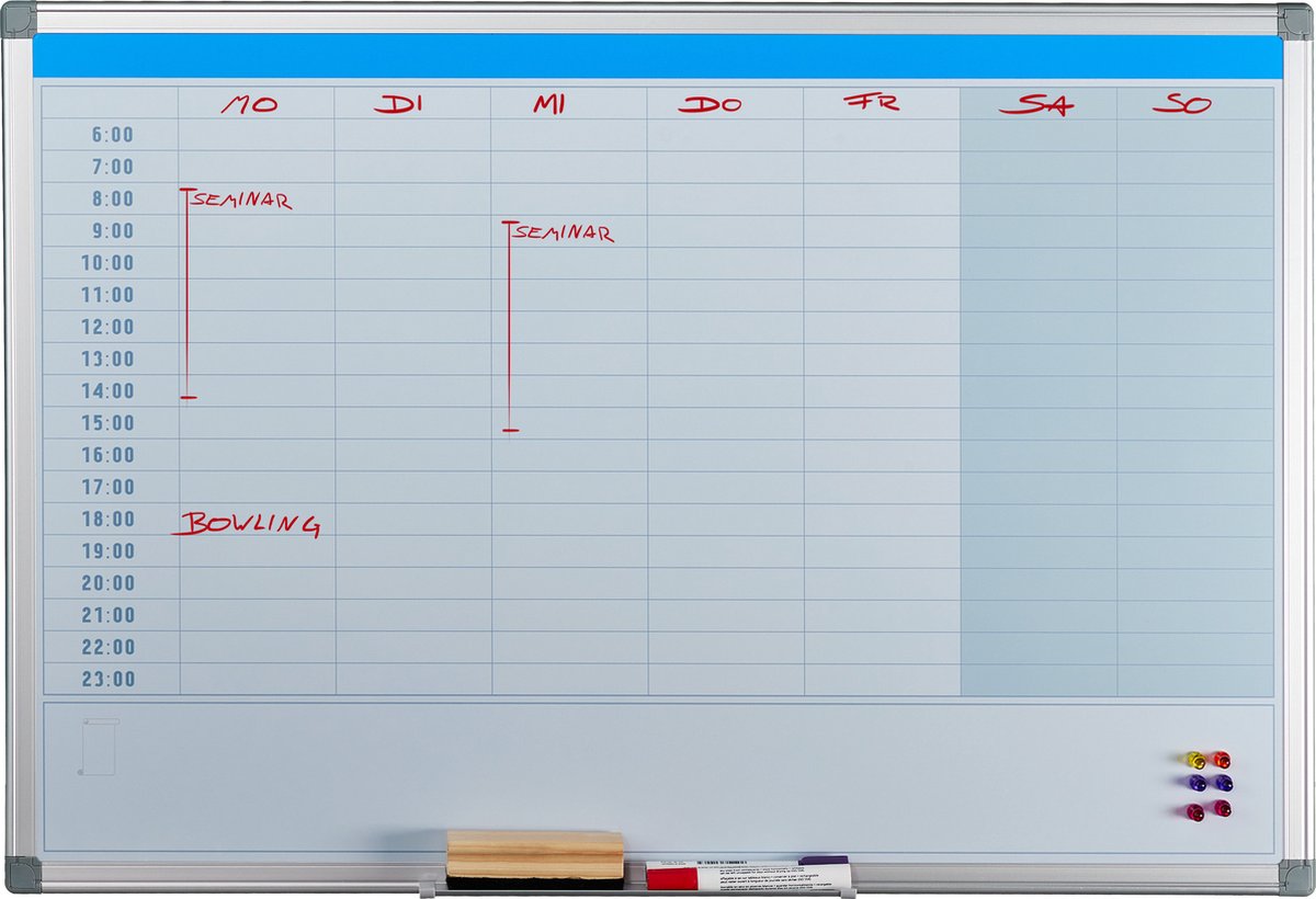 whiteboard planner - 3-jaarplanner - magnetisch - pennenbakje - 60 x 90 cm - wit thumbnail 3