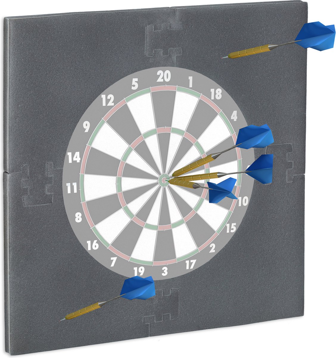 dartbord surround ring R6 - 4-delig - 45 cm - muurbescherming - Ø 71x71x3 cm - grijs