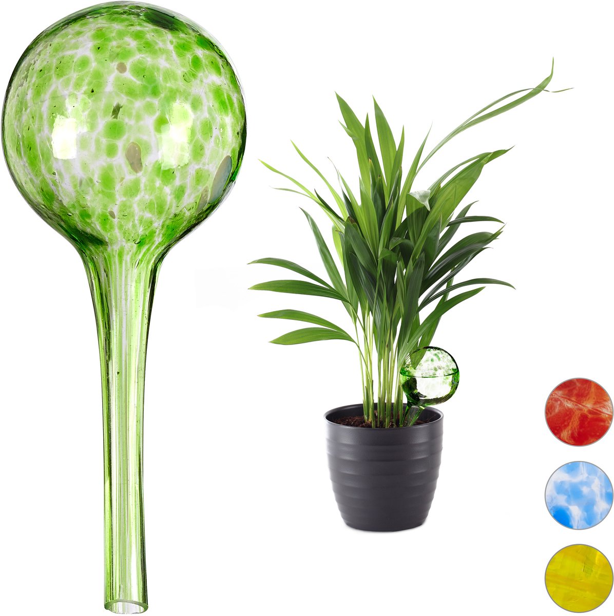 waterdruppelaar - set van 2 - glas - Ø 6 cm - kamerplanten - groen
