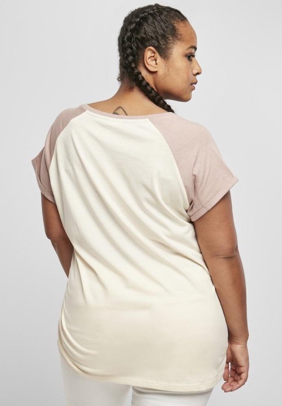 Urban Classics Tshirt Femme -2XL- Contraste Raglan Crème/Rose