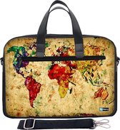 Laptoptas 17,3 inch / schoudertas wereldkaart - Sleevy - laptoptas - schooltas