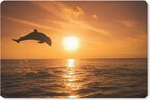 Muismat Dolfijn - Springende dolfijn bij zonsondergang muismat rubber - 60x40 cm - Muismat met foto