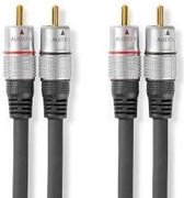 Stereo-Audiokabel - 2x RCA Male - 2x RCA Male - Verguld - 2.50 m - Rond - Antraciet - Doos