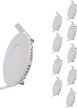 6W witte slanke ronde LED-downlight (pak van 10) - Wit licht