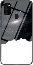 Voor Samsung Galaxy M30s Sterrenhemel Geschilderd Gehard Glas TPU Schokbestendig Beschermhoes (Kosmische Sterrenhemel)
