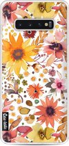 Casetastic Samsung Galaxy S10 Plus Hoesje - Softcover Hoesje met Design - Flowers Gold Print