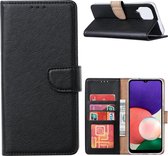 Hoesje Geschikt Voor Samsung Galaxy A22 4G hoesje bookcase Zwart - Hoesje Geschikt Voor Samsung Galaxy A22 4G hoesje portemonnee wallet case - Hoesje A22 4G book case hoes cover