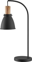 Lindby - Tafellamp - 1licht - IJzer, eucalyptushout - H: 60 cm - E14 - zwart, licht hout