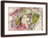 Foto in frame , Abstracte vrouw met groene hoed , 120x80cm ,  Multikleur , wanddecoratie , Premium print