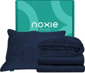 Noxie Premium Comfort Slaapbundel - Verzwaringsdeken 8 KG & Supersoft Hoes 150x200 cm - Traagschuim Hoofdkussen Nekklachten & Kussensloop 60 x 70 cm - Blauw