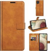 Retro Kalf Patroon Gesp Horizontale Flip Lederen Case met Houder & Kaartsleuven & Portemonnee Voor Samsung Galaxy M12/F12 (Geel)