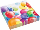 100x stuks feest servetten met verjaardag ballonnen print 33 x 33 cm