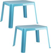 2x morceaux de tables pour enfants en plastique bleu clair 55 x 66 x 43 cm - Table pour enfants à l'extérieur - Table d'appoint