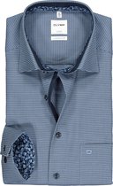 OLYMP Luxor comfort fit overhemd - blauw mini dessin (contrast) - Strijkvrij - Boordmaat: 47
