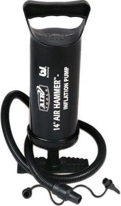 Zwarte 'AIR HAMMER 14" INFLATION PUMP' zuigerpomp met slang.