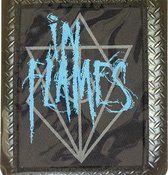 In Flames Scratched Logo Standard Woven Patch Embleem Zwart/Blauw- Officiële Merchandise