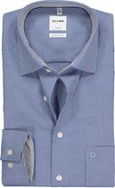 OLYMP Luxor comfort fit overhemd - donkerblauw met wit geruit (contrast) - Strijkvrij - Boordmaat: 48