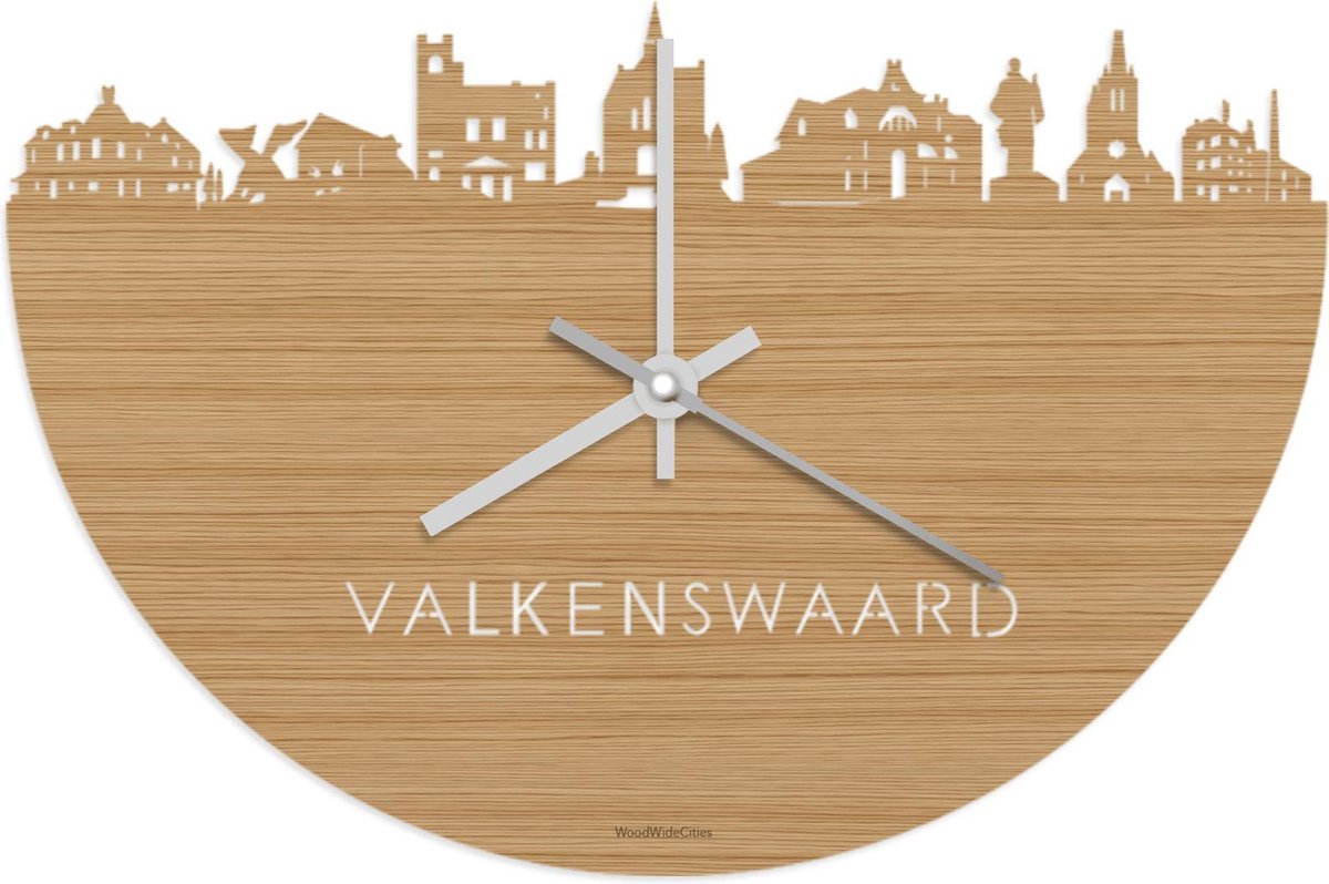 Skyline Klok Valkenswaard Bamboe hout - Ø 40 cm - Stil uurwerk - Wanddecoratie - Meer steden beschikbaar - Woonkamer idee - Woondecoratie - City Art - Steden kunst - Cadeau voor hem - Cadeau voor haar - Jubileum - Trouwerij - Housewarming -