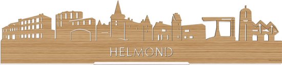 Standing Skyline Helmond Bamboe hout - 60 cm - Woondecoratie design - Decoratie om neer te zetten en om op te hangen - Meer steden beschikbaar - Cadeau voor hem - Cadeau voor haar - Jubileum - Verjaardag - Housewarming - Interieur - WoodWideCities