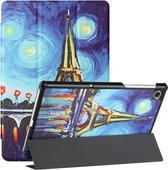 Voor Lenovo Tab M10 FHD Plus (2e) Zijdetextuur Gekleurd Tekenpatroon Horizontale Flip Magnetische PU Lederen Case met Drie-opvouwbare Houder (Star Tower)